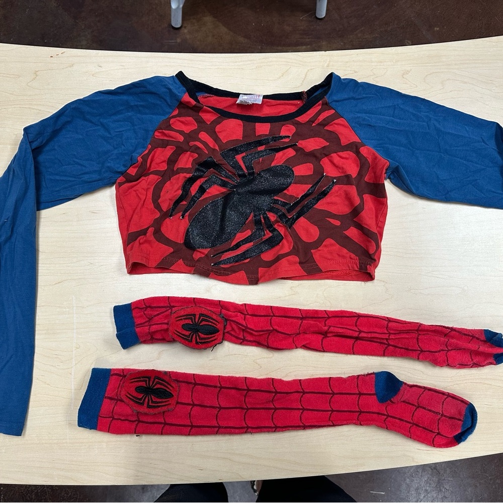 Marvel Red & Blue Spider Crop Top with Matching long socks